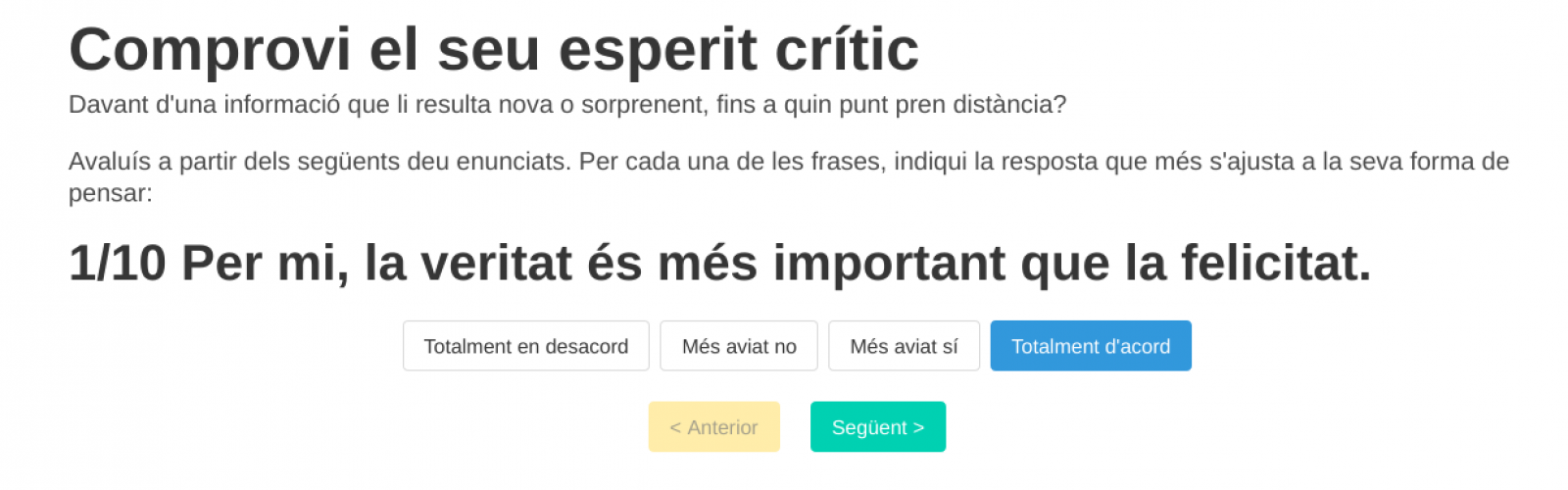 Exemple primera pregunta del Critic Quiz